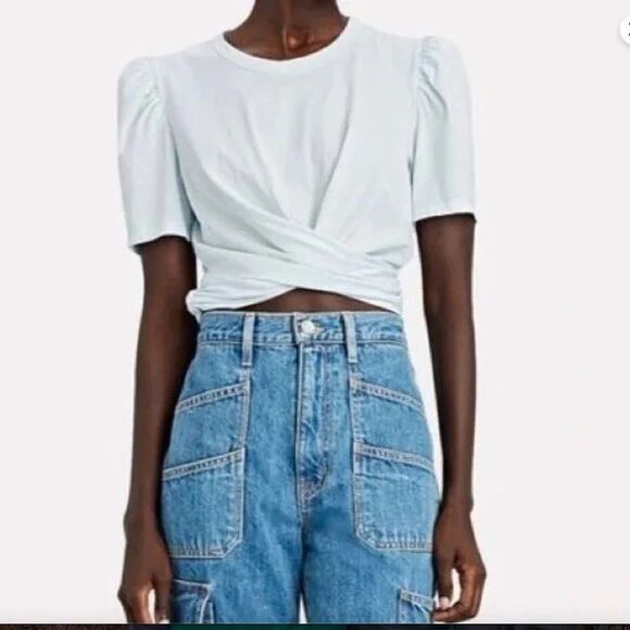 A.L.C Monica Wrap Cotton T-Shirt - Picture 1 of 8